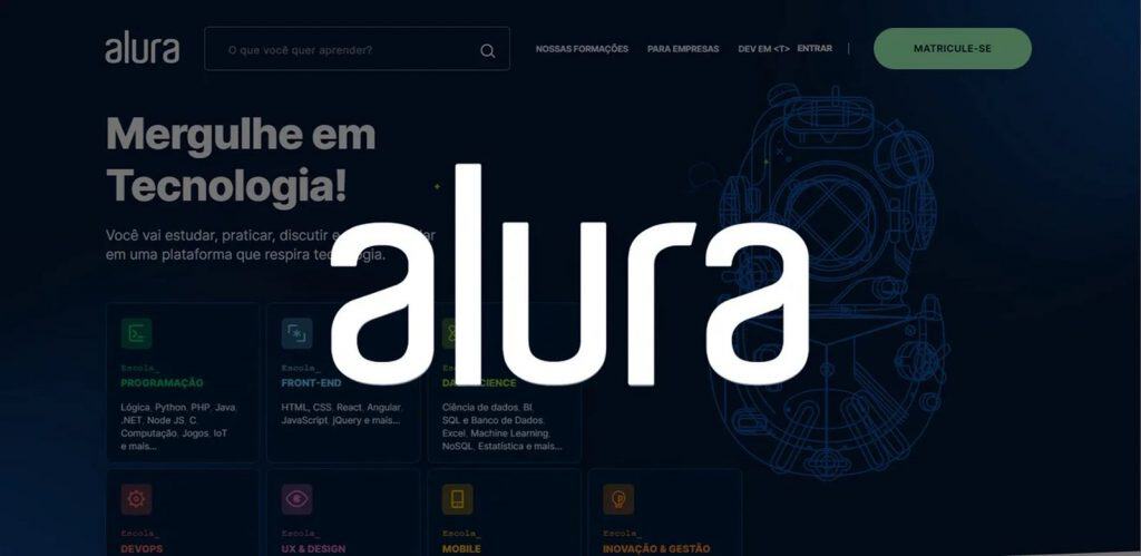 Página da Alura, cursos de IA no Brasil