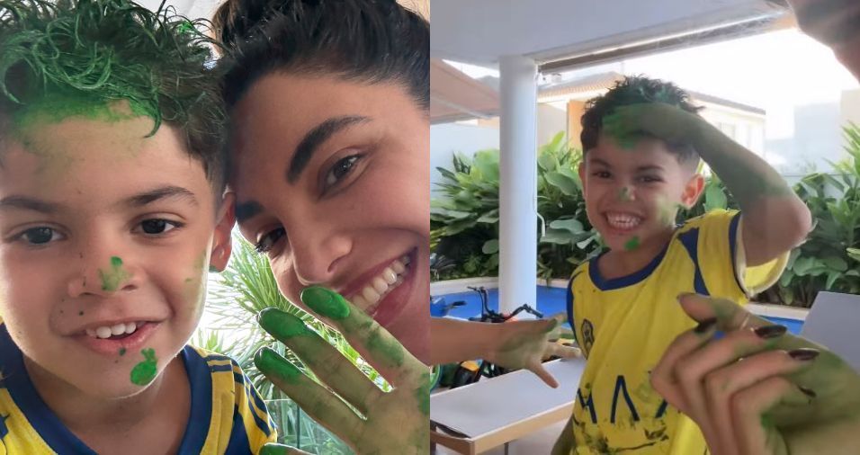 Gabriela Versiani se diverte com Léo, filho de Huff e Marília Mendonça Gabriela Versiani se diverte com Léo, filho de Huff e Marília Mendonça