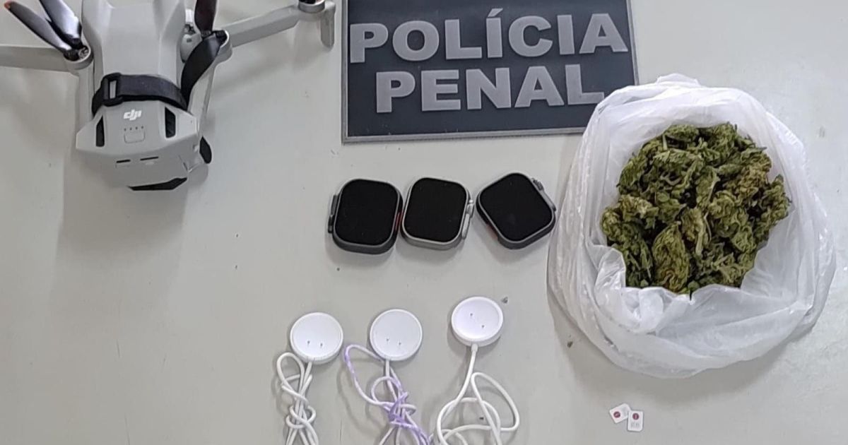 Drone com drogas e eletrônicos é flagrado ao tentar invadir presídio na BA