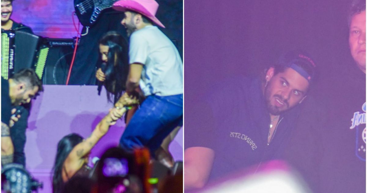 Ana Castela é derrubada no palco durante show com presença de Zé Felipe Ana Castela é derrubada no palco durante show com presença de Zé Felipe