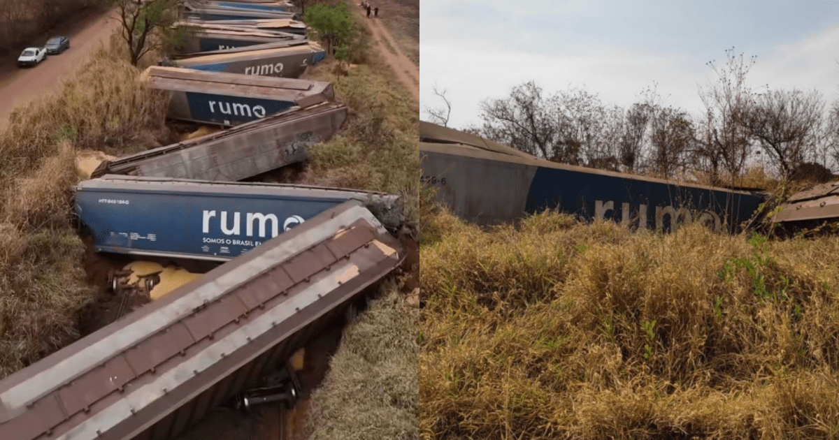 Trem de carga com 30 vagões descarrila pela segunda vez no interior de SP Trem de carga com 30 vagões descarrila pela segunda vez no interior de SP