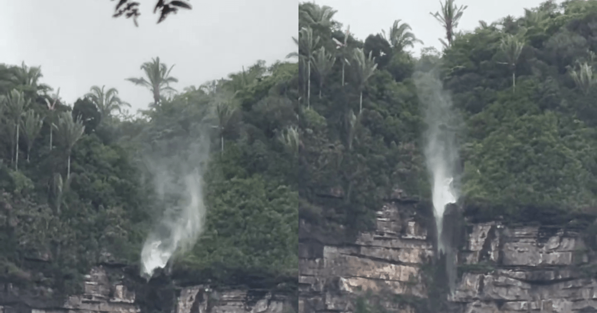 Cachoeira no Ceará desafia a gravidade e faz água subir; veja vídeo
