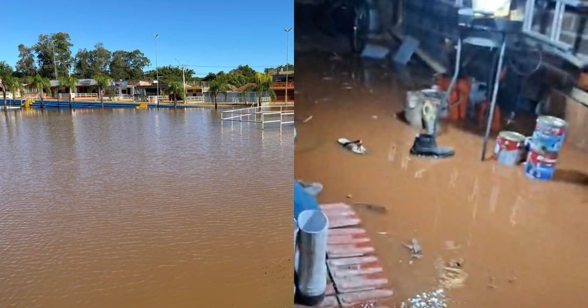 Rio Uruguai atinge cota de inundação em São Borja, no Rio Grande do Sul