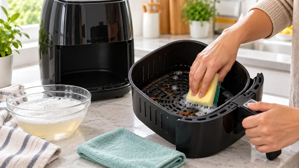 Como tirar gordura grudada da Air Fryer sem riscar o cesto